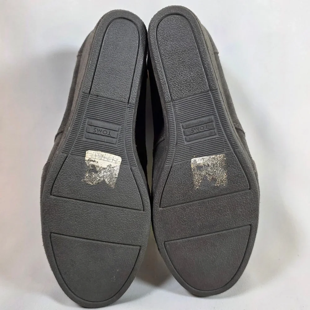 TOMS Desert Wedge Booties Womens 8 Dark Grey Suede‎ Lace Up Ankle Boots